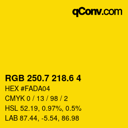 カラーコード: RGB 250.7 218.6 4 | qconv.com