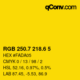 カラーコード: RGB 250.7 218.6 5 | qconv.com