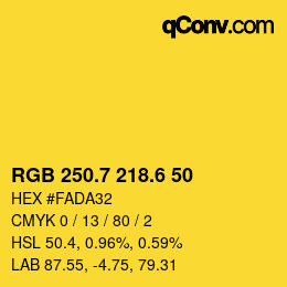 カラーコード: RGB 250.7 218.6 50 | qconv.com