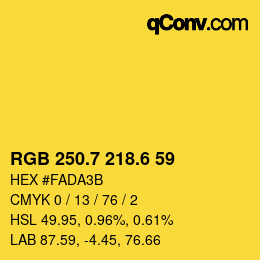 カラーコード: RGB 250.7 218.6 59 | qconv.com