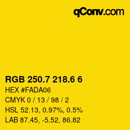 カラーコード: RGB 250.7 218.6 6 | qconv.com