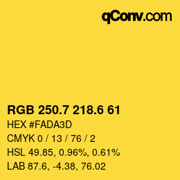 カラーコード: RGB 250.7 218.6 61 | qconv.com