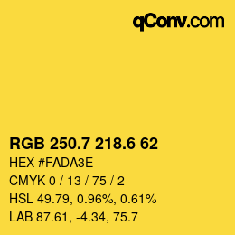 カラーコード: RGB 250.7 218.6 62 | qconv.com