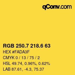カラーコード: RGB 250.7 218.6 63 | qconv.com