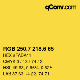 カラーコード: RGB 250.7 218.6 65 | qconv.com