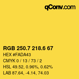 カラーコード: RGB 250.7 218.6 67 | qconv.com