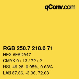 カラーコード: RGB 250.7 218.6 71 | qconv.com