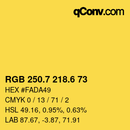 カラーコード: RGB 250.7 218.6 73 | qconv.com