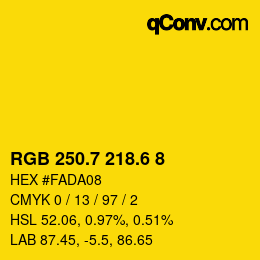 カラーコード: RGB 250.7 218.6 8 | qconv.com