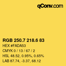 カラーコード: RGB 250.7 218.6 83 | qconv.com
