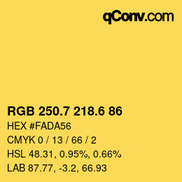 カラーコード: RGB 250.7 218.6 86 | qconv.com