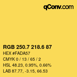 カラーコード: RGB 250.7 218.6 87 | qconv.com