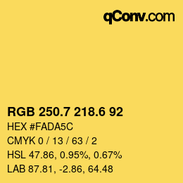 カラーコード: RGB 250.7 218.6 92 | qconv.com