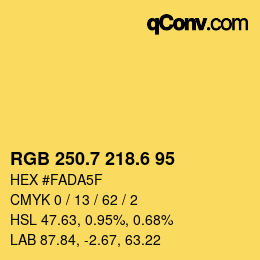 カラーコード: RGB 250.7 218.6 95 | qconv.com