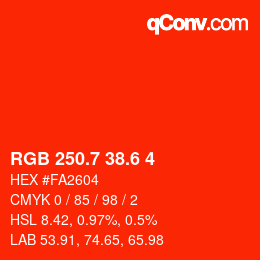カラーコード: RGB 250.7 38.6 4 | qconv.com
