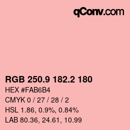 Color code: RGB 250.9 182.2 180 | qconv.com