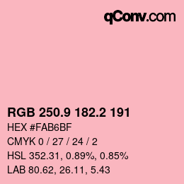 Color code: RGB 250.9 182.2 191 | qconv.com