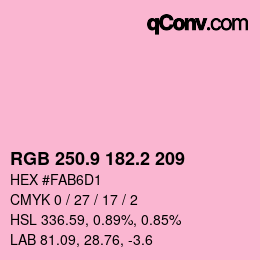 カラーコード: RGB 250.9 182.2 209 | qconv.com