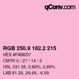 Color code: RGB 250.9 182.2 215 | qconv.com