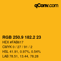 カラーコード: RGB 250.9 182.2 23 | qconv.com