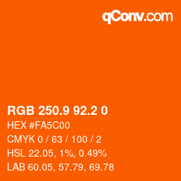 Color code: RGB 250.9 92.2 0 | qconv.com