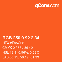 カラーコード: RGB 250.9 92.2 34 | qconv.com
