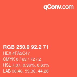 カラーコード: RGB 250.9 92.2 71 | qconv.com
