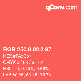 カラーコード: RGB 250.9 92.2 87 | qconv.com