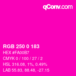 Color code: RGB 250 0 183 | qconv.com