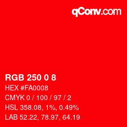 Code couleur: RGB 250 0 8 | qconv.com