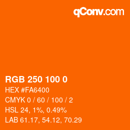 カラーコード: RGB 250 100 0 | qconv.com