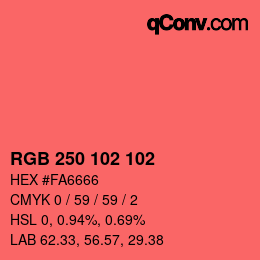 Farbcode: RGB 250 102 102 | qconv.com