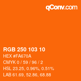 カラーコード: RGB 250 103 10 | qconv.com