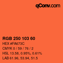 カラーコード: RGB 250 103 60 | qconv.com