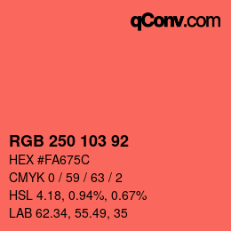 颜色代码: RGB 250 103 92 | qconv.com