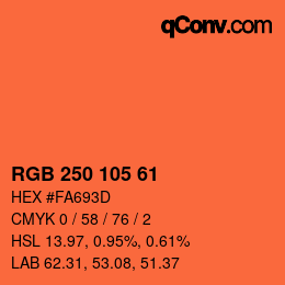 Color code: RGB 250 105 61 | qconv.com