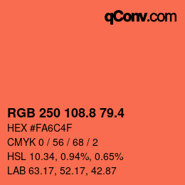 カラーコード: RGB 250 108.8 79.4 | qconv.com