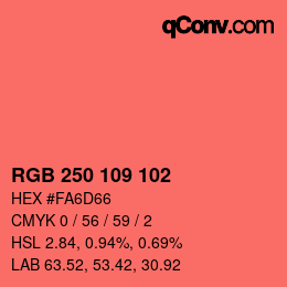 Farbcode: RGB 250 109 102 | qconv.com