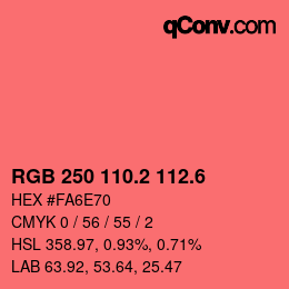 カラーコード: RGB 250 110.2 112.6 | qconv.com