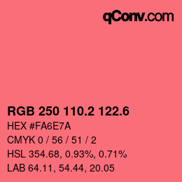 カラーコード: RGB 250 110.2 122.6 | qconv.com