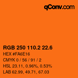 カラーコード: RGB 250 110.2 22.6 | qconv.com