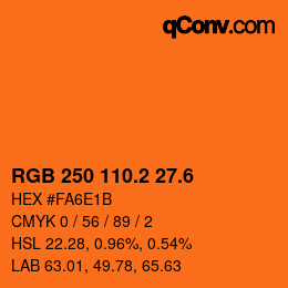 カラーコード: RGB 250 110.2 27.6 | qconv.com
