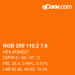 カラーコード: RGB 250 110.2 7.6 | qconv.com