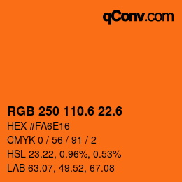 カラーコード: RGB 250 110.6 22.6 | qconv.com