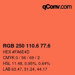 カラーコード: RGB 250 110.6 77.6 | qconv.com