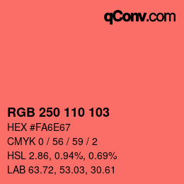 カラーコード: RGB 250 110 103 | qconv.com