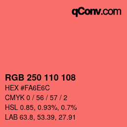 Color code: RGB 250 110 108 | qconv.com
