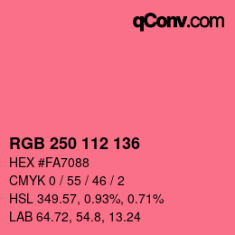 Color code: RGB 250 112 136 | qconv.com