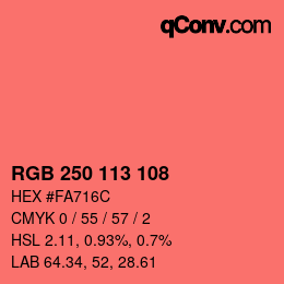 カラーコード: RGB 250 113 108 | qconv.com