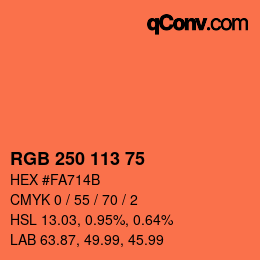 カラーコード: RGB 250 113 75 | qconv.com